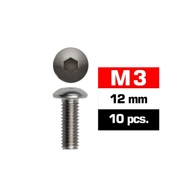 TORNILLO CABEZA BOTON ALLEN M3x12mm (10 unids) ULTIMATE RACING 162312