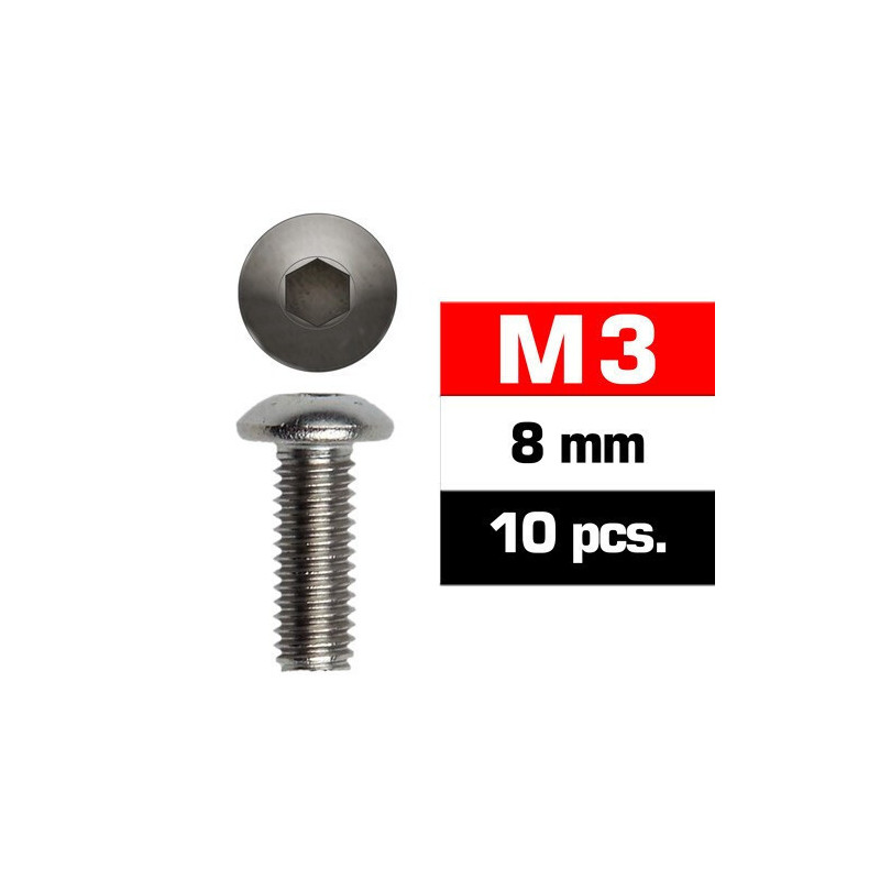 TORNILLO CABEZA BOTON ALLEN M3x8mm (10 unids) ULTIMATE RACING 162308