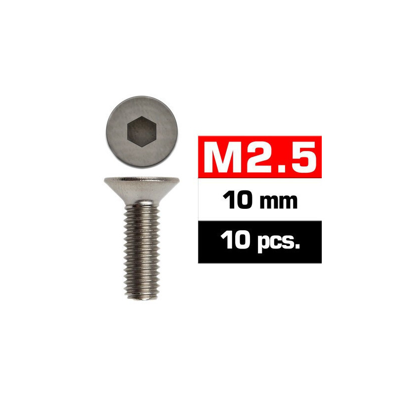 TORNILLO CABEZA AVELLANADA M2.5x10mm (10 unids) ULTIMATE RACING 1612510