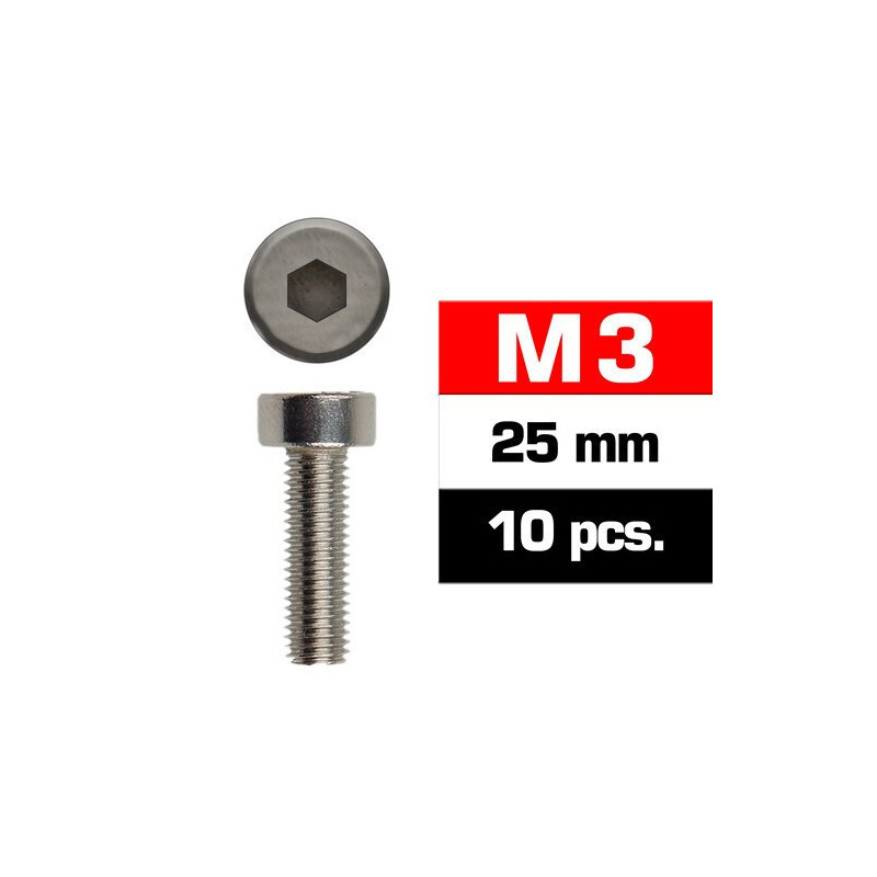 TORNILLO CABEZA CILINDRICA (M3x25 mm) 10 unidades - Ultimate Racing 163325