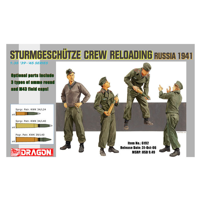 TRIPULACION DE STURMGESCHUTZE RECARGANDO -Escala 1/35- Dragon Models 6192