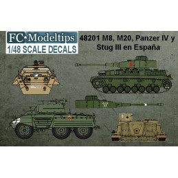 SET CALCAS Carros Panzer IV, Blindado M-8 y M-20 Y Cañon Asalto STUG III G 1/48 - FC Modeltips 48201