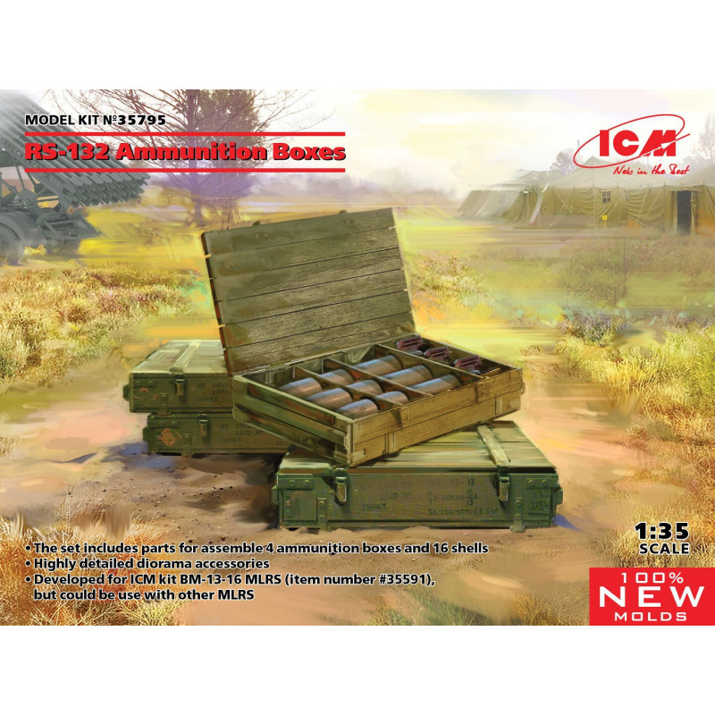 CAJAS DE MUNICION CON COHETES RS-132 -Escala 1/35- ICM 35795