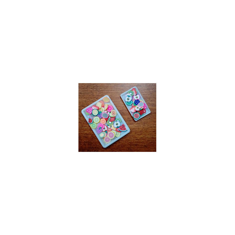 BANDEJAS RECTANGULARES (2) CON ENSALADA DE FRUTAS - HOBBY DOLLSHOUSE ACCESORIES 535B