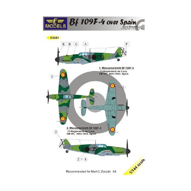 SET CALCAS MESSERSCHMITT Bf-109 F-4 (España) -Escala 1/144- LF Model C4441