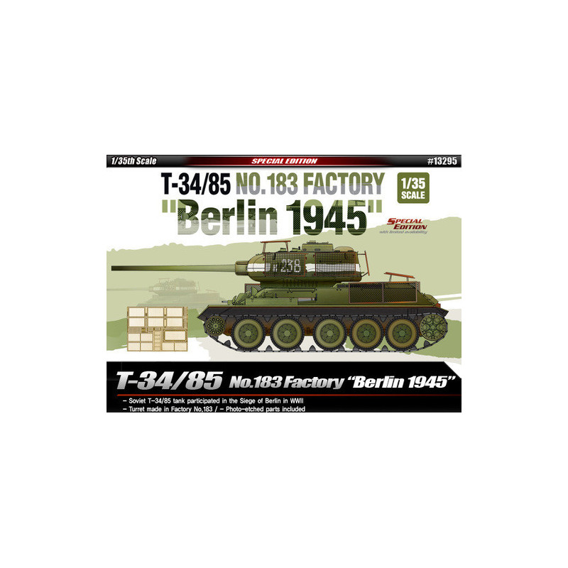 CARRO DE COMBATE T-34/85 Factory N183 BERLIN 1945- 1/35 - Academy 13295