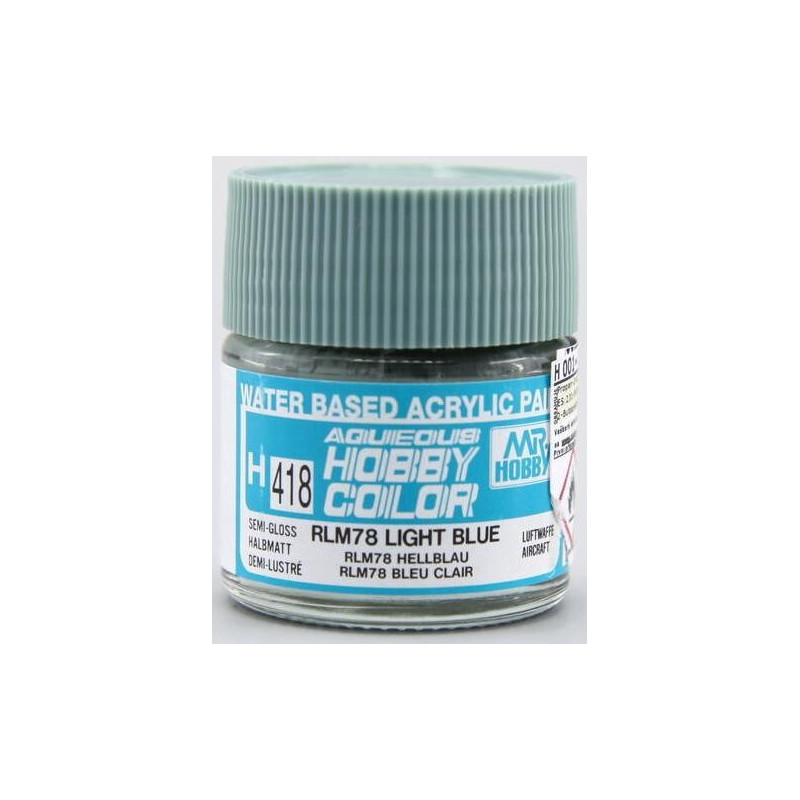 PINTURA AQUEOUS AZUL CLARO SATINADO RLM78 (10 ml) - Mr Color / Gunze Sangyo H-418