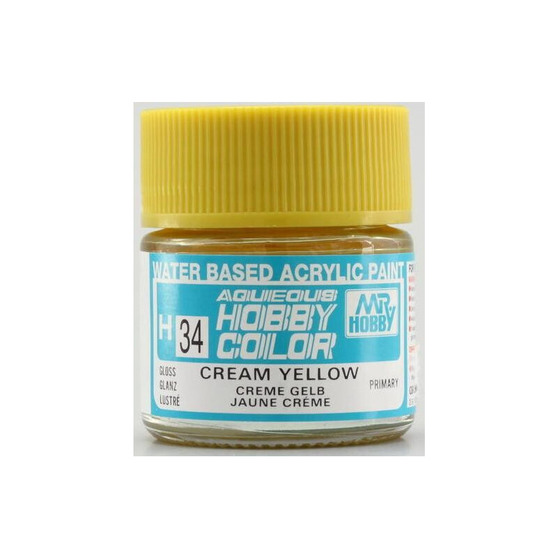 PINTURA AQUEOUS AMARILLO CREMA BRILLANTE (10 ml) - Mr Color / Gunze Sangyo H-034