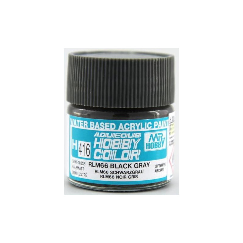 PINTURA AQUEOUS GRIS NEGRO SATINADO RLM66 (10 ml) - Mr Color / Gunze Sangyo H-416