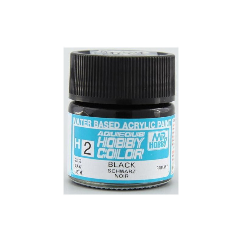 PINTURA AQUEOUS NEGRO BRILLANTE (10 ml) - Mr Color / Gunze Sangyo H-2