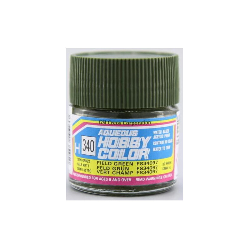 PINTURA AQUEOUS VERDE CAMPO FS 35097 SATINADO (10 ml) - Mr Color / Gunze Sangyo H-340