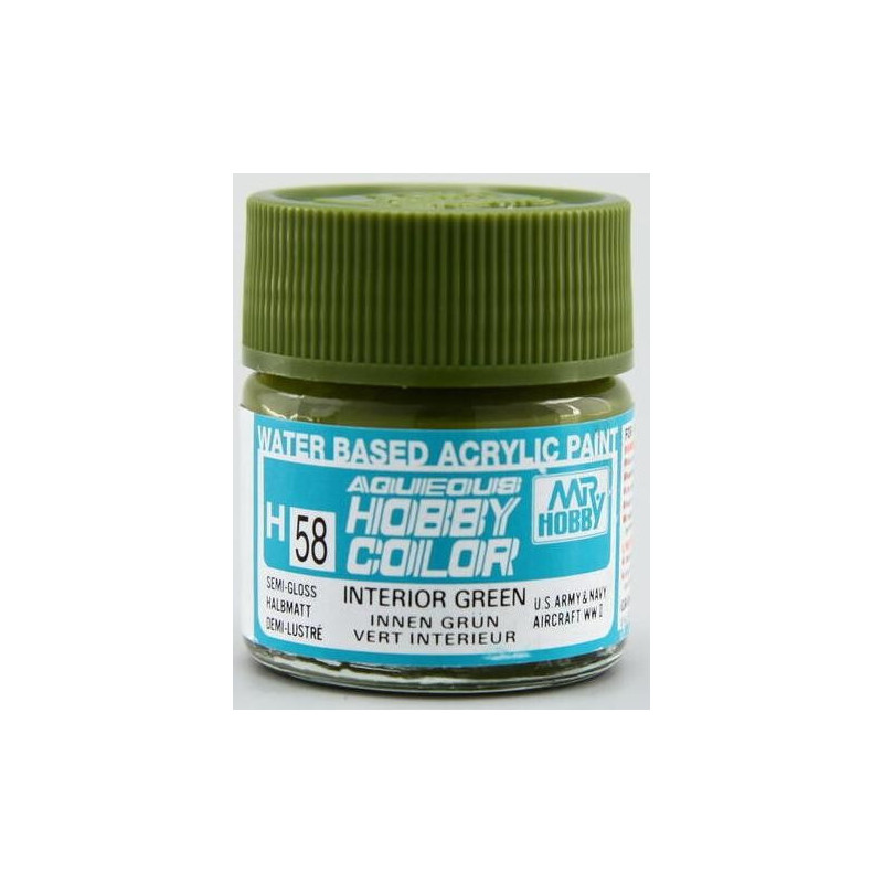 PINTURA AQUEOUS VERDE INTERIOR SATINADO (10 ml) - Mr Color / Gunze Sangyo H-058