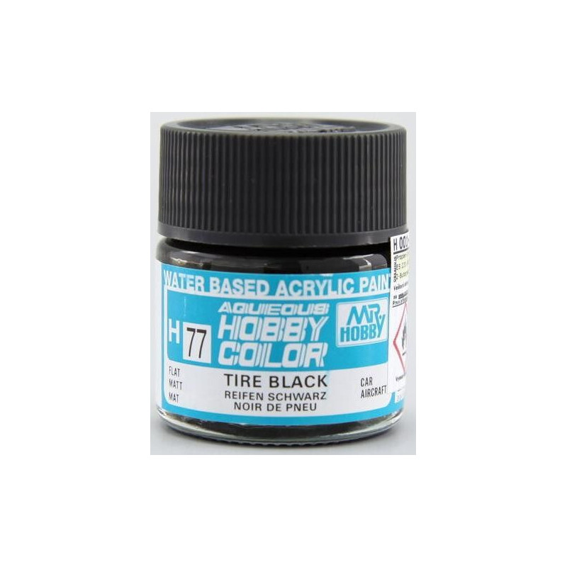 PINTURA AQUEOUS NEGRO NEUMATICO MATE (10 ml) - Mr Color / Gunze Sangyo H-077