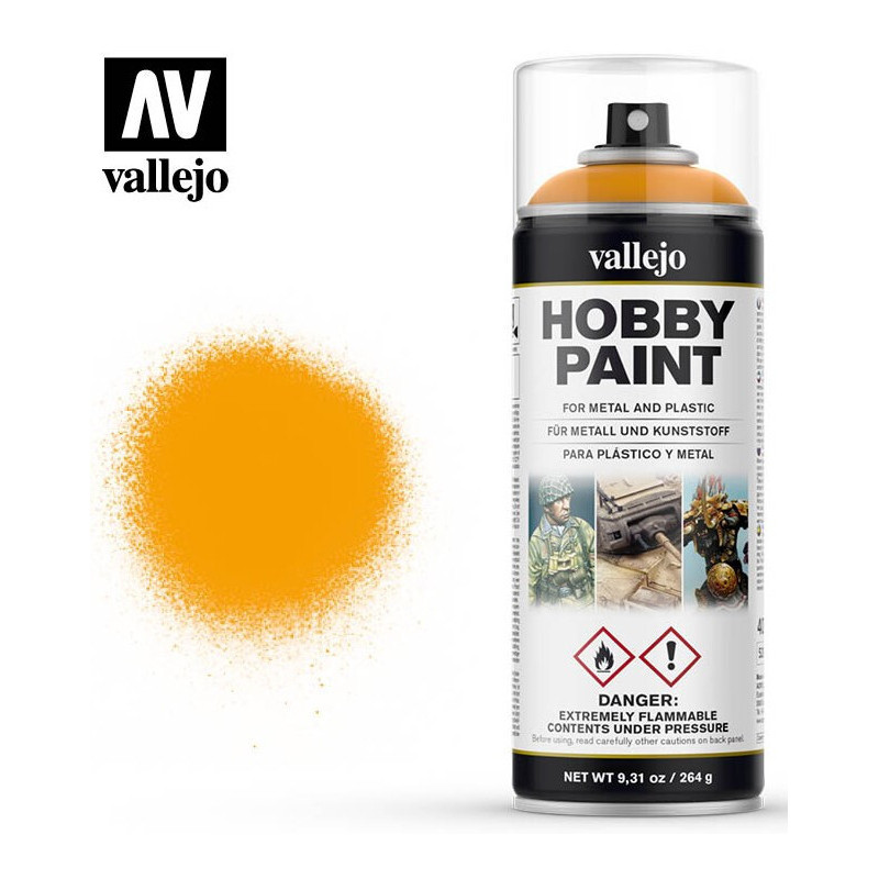 SPRAY HOBBY PAINT AMARILLO SOLEADO 400ml  ACRILICOS VALLEJO 28018