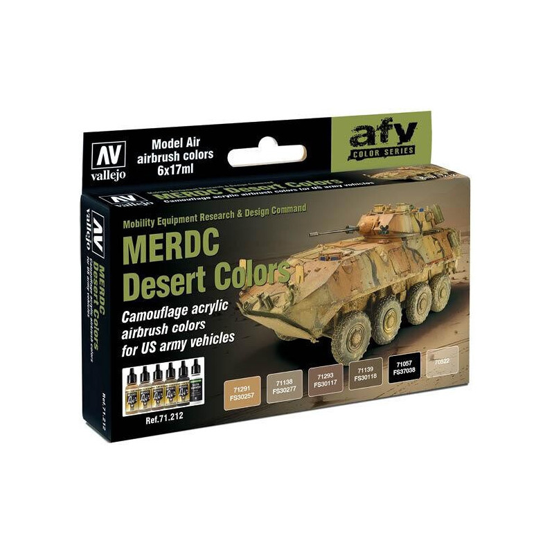 MODEL AIR SET: MERDC DESERT COLORS (6 BOTES 17ML) - ACRILICOS VALLEJO 71212