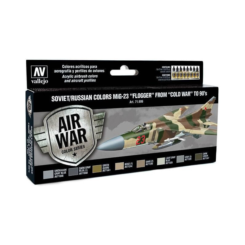 MODEL AIR SET: SOVIET-RUSSIAN AF MIG-23 FLOGGER COLORS (8 BOTES 17ML) - ACRILICOS VALLEJO 71606