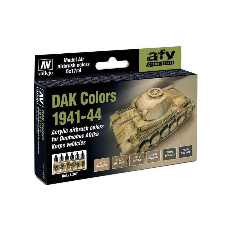 MODEL AIR SET: DAK COLORS 1941-1944 (6 BOTES 17ML) - ACRILICOS VALLEJO 71207