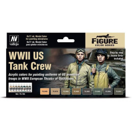 SET COLORES US TANK CREW -8 botes- Acrylicos Vallejo 70186