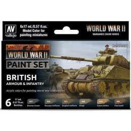 MODEL COLOR SET WWII BRITISH ARMOUR & INFANTRY (6 BOTES 17ml)