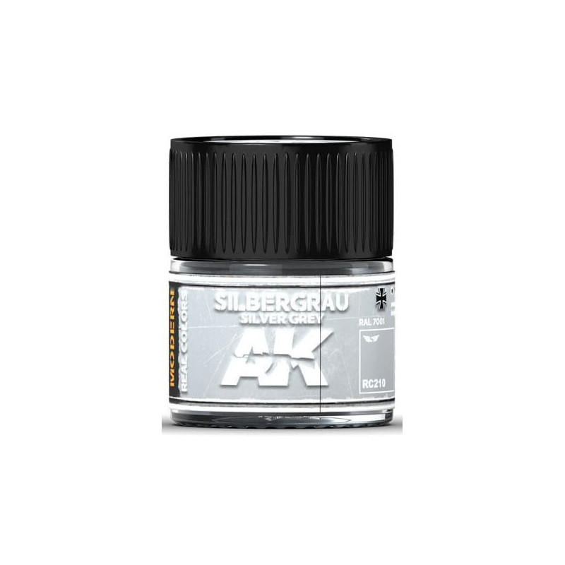 PINTURA REAL COLORS SILVER GREY RAL7001 (10 ml) - AK Interactive RC210