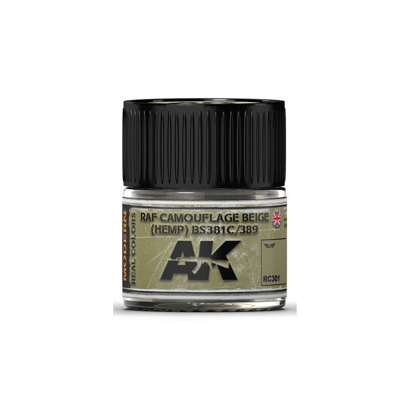 PINTURA REAL COLORS RAF CAMOUFLAGE BEIGE (HEMP) BS 381C/ 389 (10 ml) - AK Interactive RC301