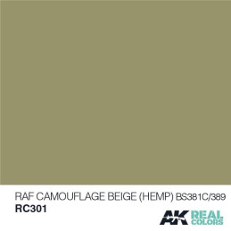 PINTURA REAL COLORS RAF CAMOUFLAGE BEIGE (HEMP) BS 381C/ 389 (10 ml) - AK Interactive RC301