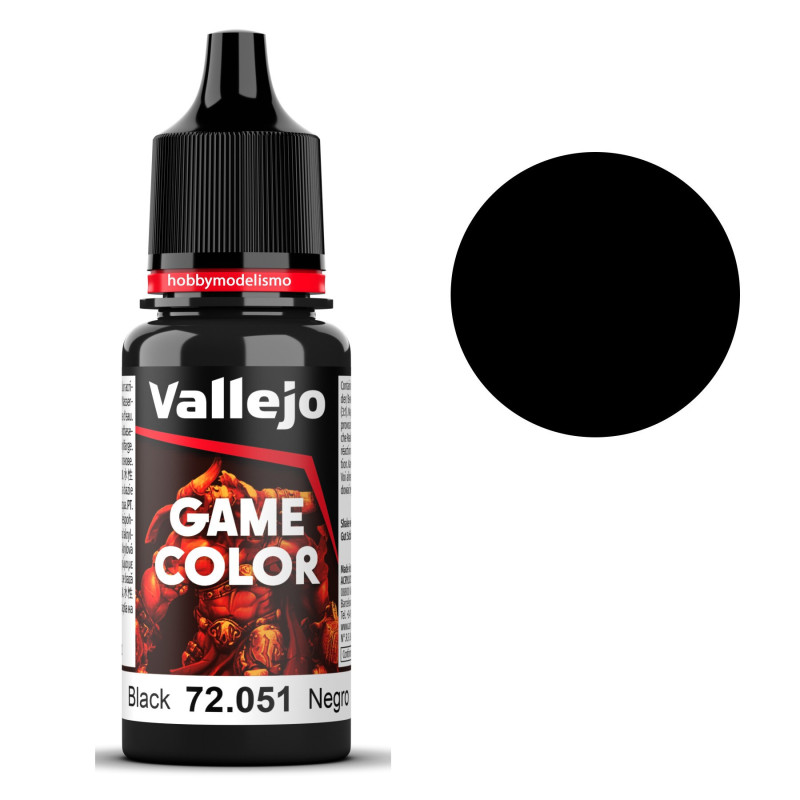 PINTURA ACRILICA NEGRO (18 ml)  - Acrilicos Vallejo 72051