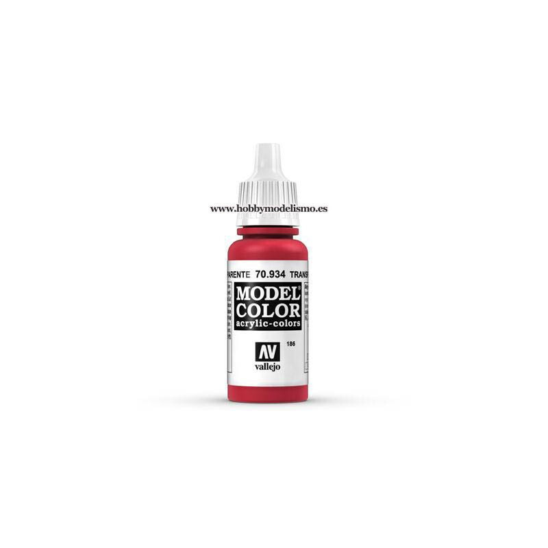 PINTURA ACRILICA ROJO TRANSPARENTE (17 ml) Nº186 VALLEJO MODEL COLOR