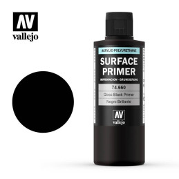 SURFACE PRIMER: NEGRO BRILLANTE (200 ml)  - Acrylicos Vallejo 74660