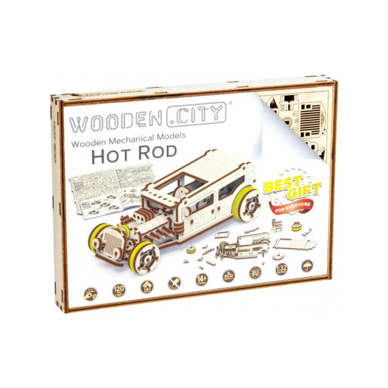 KIT MADERA MECHANICAL MODEL HOT ROD -141 piezas- Wooden City 339