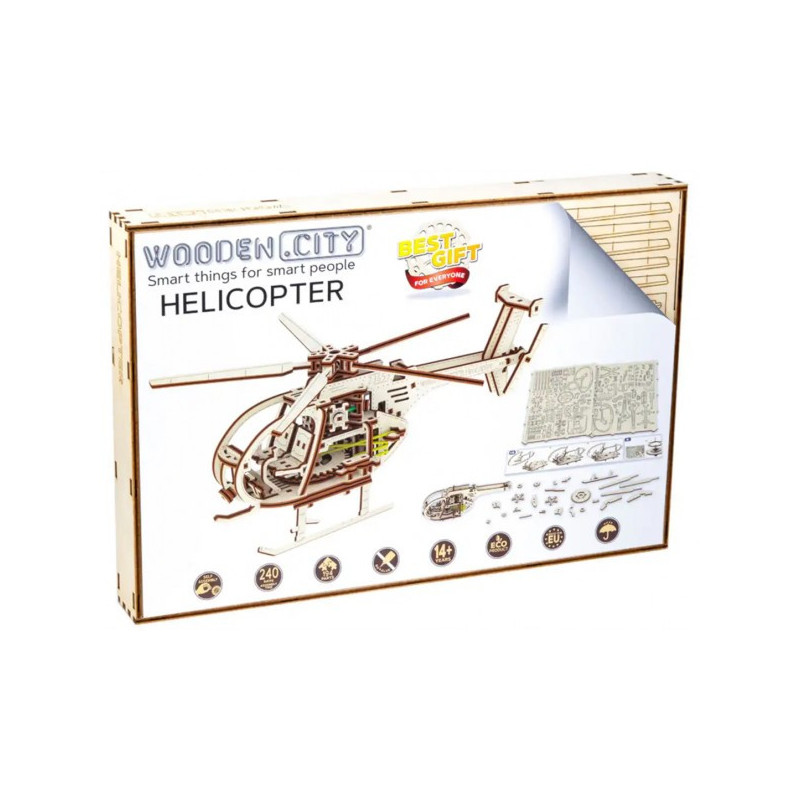 KIT MADERA MECHANICAL MODEL HELICOPTERO -69 piezas- Wooden City 344