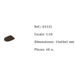 TEJA PIZARRA MARRON OSCURA (13 x 20 x 2 mm) 40 unidades -Escala 1/10- Domus 01131