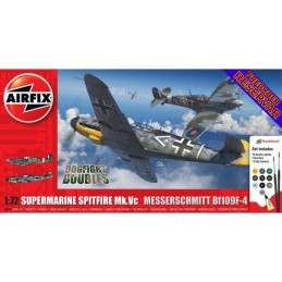 DOGFLIGHT DOUBLE: Supermarine Spitfire Mk.Vc vs Messerchmitt Bf-109 F-4 Pegamento y pinturas -Escala 1/72- Airfix A50194