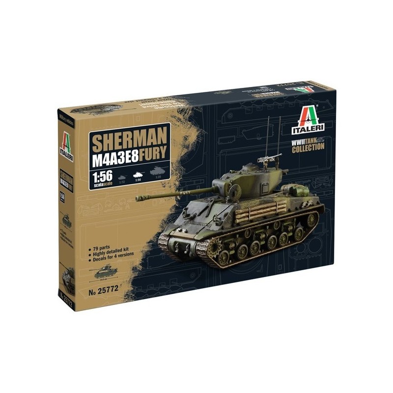 CARRO DE COMBATE M-4 A3E8 SHERMAN "Fury" -Escala 1/56- Italeri 25772