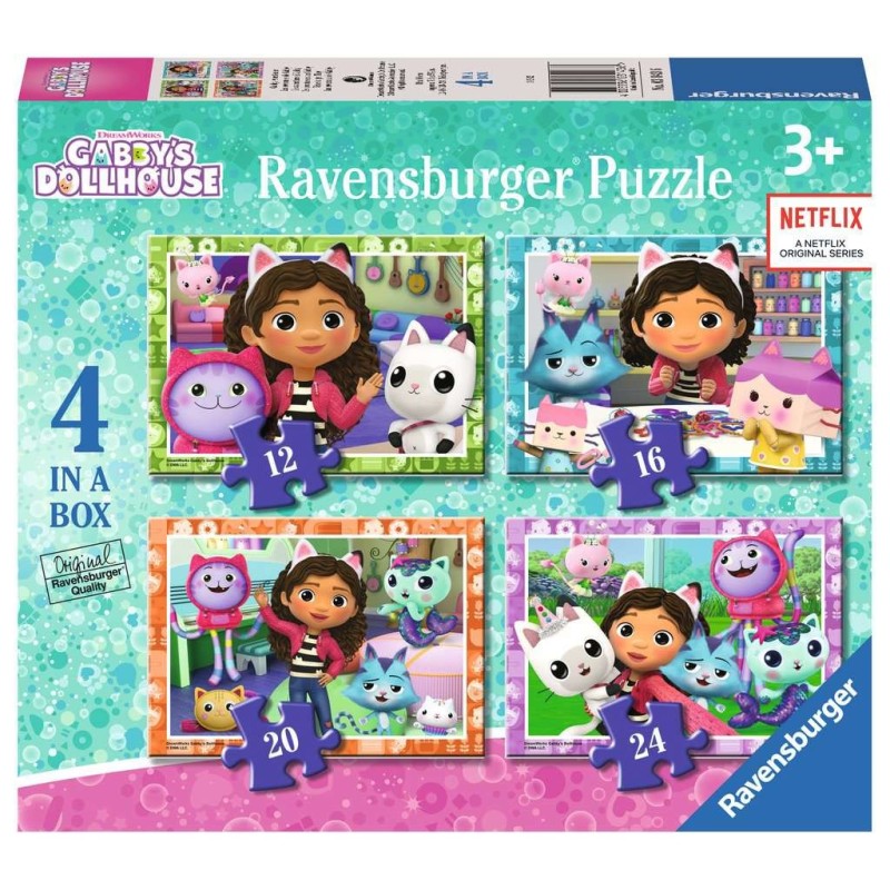 PUZZLES  4 UNIDADES  12/16/20/24 PIEZAS LAS AVENTURAS DE GABBY - RAVENSBURGER 03143