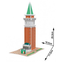 PUZZLE 3D ITALY FLAVOR CAMPANARIO DE SAN MARCOS 16,5 X 11.2 X 25.3 CMS 18 PZAS CUBIC FUN W3116