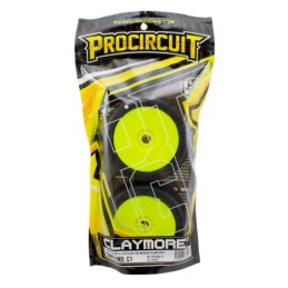 PAR RUEDAS CLAYMORE V2 BUGGY ESCALA 1/8 CON LLANTA AMARILLA SUPERSOFT - PROCIRCUIT PCY2002-C1