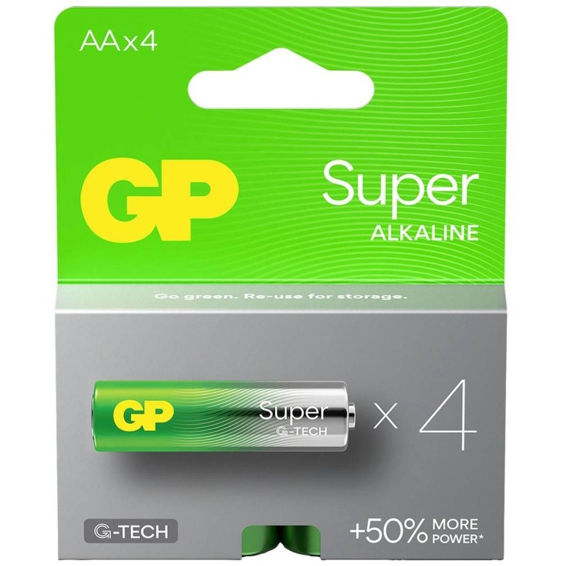 PACK PILA ALCALINA 1,5 V 4 unidades LR6 SUPER G-TECH - GP