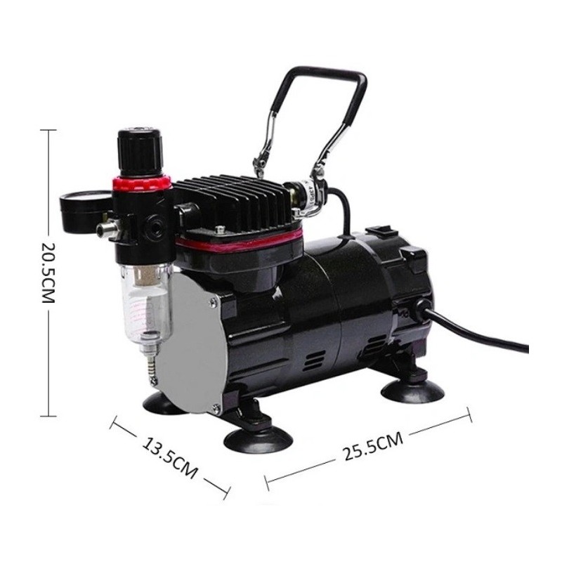 COMPRESOR TC802 CON MANOMETRO & FILTRO HUMEDAD - Hobby Modelismo Tools TC802