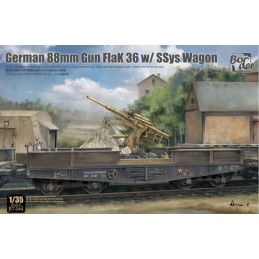 VAGON PLATAFORMA SSys & CAÑON FLAK-36 (88 mm) -Escala 1/35- Border Mod