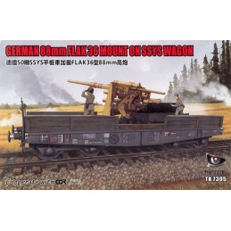 VAGON PLATAFORMA SSys & CAÑON FLAK-36 (88 mm) -Escala 1/72- T-MODEL TK7305