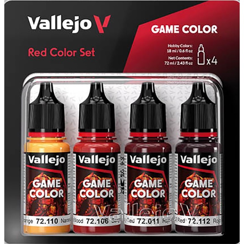 SET PINTURA ACRILICA ROJOS GAME COLOR 4 x 18 ml - Acrilicos Vallejo 72377