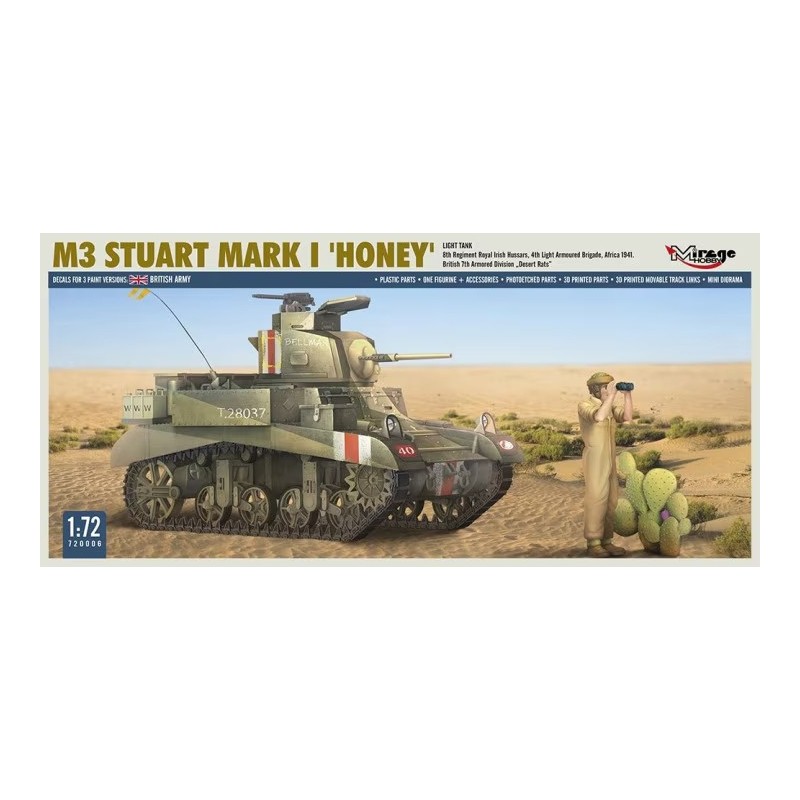 CARRO DE COMBATE M-3 STUART / MK-I HONEY -Escala 1/72- Mirage Hobby 720006