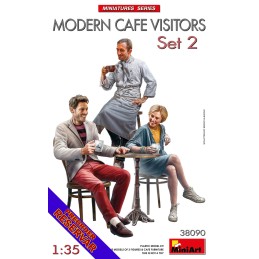 CLIENTES Y CAMARERO CAFE MODERNO Set Nº2 -Escala 1/35- Miniart 38090