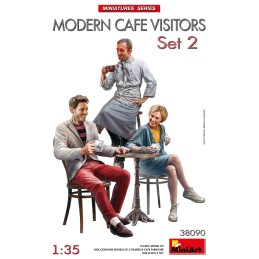 CLIENTES Y CAMARERO CAFE MODERNO Set Nº2 -Escala 1/35- Miniart 38090