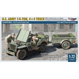 JEEP WILLYS & REMOLQUE -Escala 1/72 - Mirage Hobby 720012