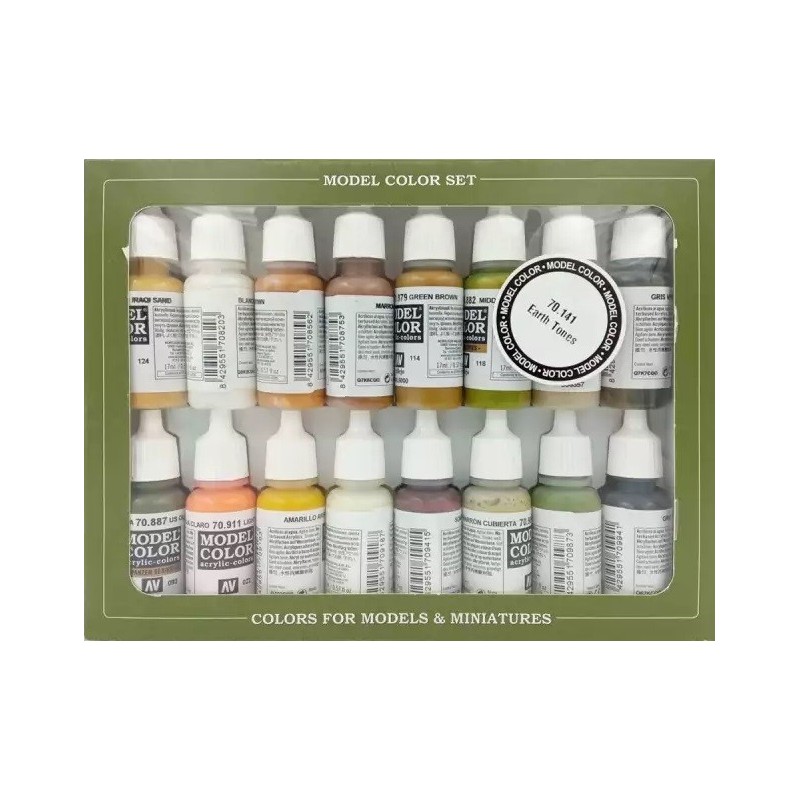 SET 16 COLORES TIERRA (17ml) MODEL COLOR ACRYLICOS VALLEJO 70141