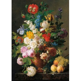 PUZZLE 1000 Pzas. VASE DE FLEURS, RAISINS ET PECHES, JAN FRANS VAN DAEL 