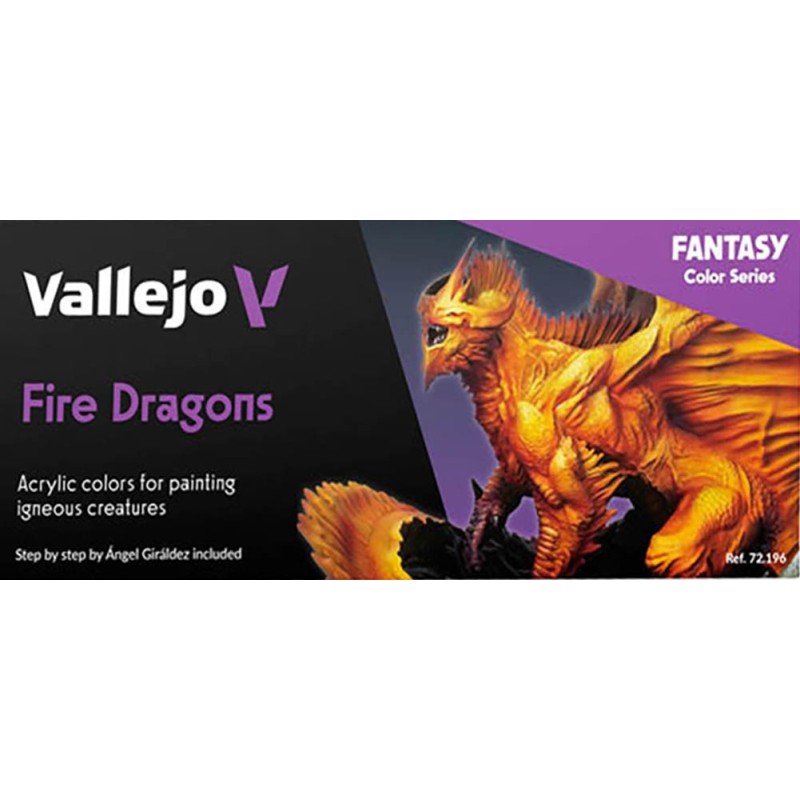 SET 8  PINTURAS 18ml FANTASY COLOR FIRE DRAGONS