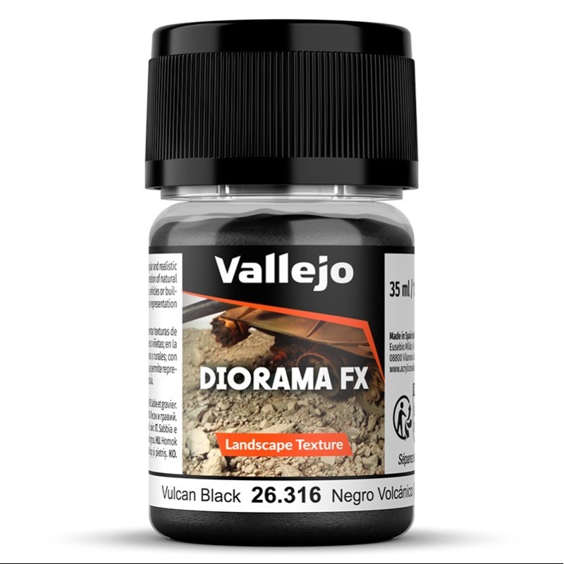 Diorama FX: GRAVA NEGRO VOLCANICO 0,5 / 1 mm (35 ml) - Acrylicos Vallejo 26316